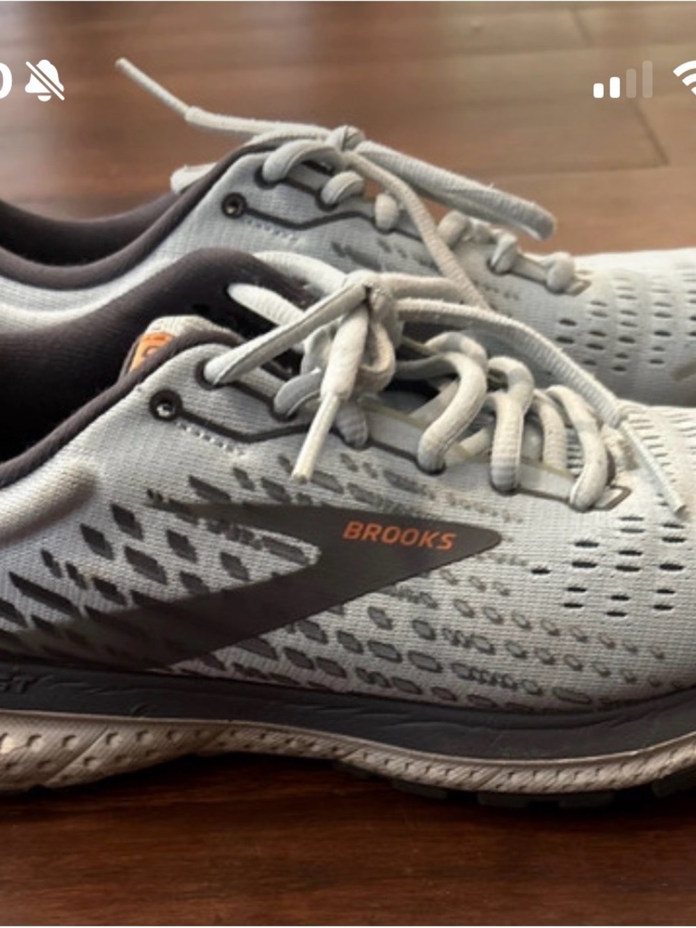 Brooks women’s Light blue and Dark Gray Running Shoes with Orange Logo